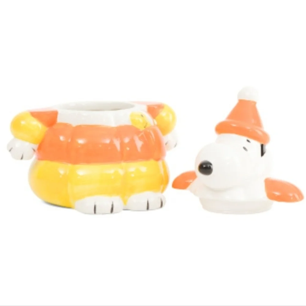 Peanuts | Snoopy Candy Corn Puffer Jacket 11 Inch Cookie Jar NEW IN BOX!